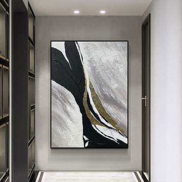 Schwarz Weiß abstrakte 05 Wandkunst Minimalismus Textur Ölgemälde